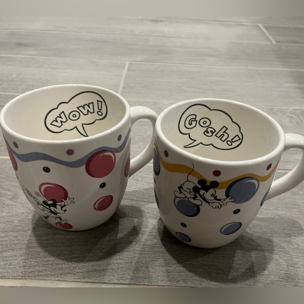 2x MICKEY MOUSE PFALTZGRAFF Bubbles GOSH & WOW COFFEE Mugs MICKEY & CO. NEW